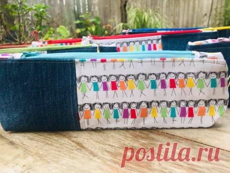 Cotton Canvas Pencil Case Cosmetic Toiletry Bag zipper pouch handmade lining | eBay