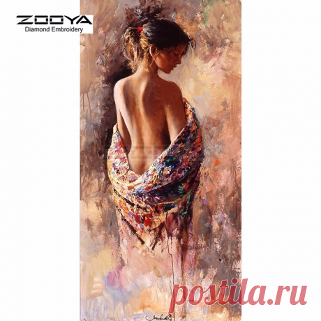 ZOOYA Алмаз Вышивка DIY Алмаз Живопись Цвет Женщины Sexy Back Алмаз Живопись Вышивки Крестом Горный Хрусталь Украшения CJ757 купить на AliExpress