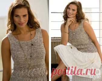 Топ с узорчатой каймой. Спицами. / Verena.ru