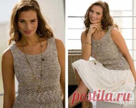 Топ с узорчатой каймой. Спицами. / Verena.ru