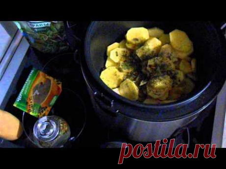 Картофель с сыром и чесноком в мультиварке - YouTube
