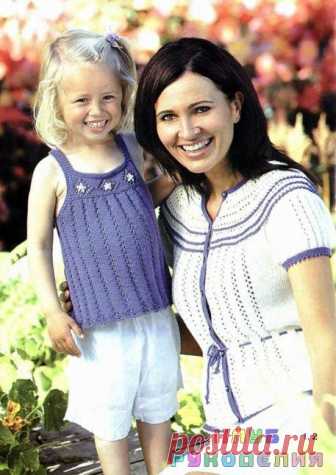 Белый жакет с кокеткой - Клуб рукоделия Размеры: 38(40)42(44) Вам потребуется: пряжа Sandnes Mandarin Petit - 250(300)350(350) г белой, 50(50)50(50) г лиловой, круговые спицы № 2,5-3, крючок № 2,