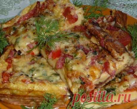 Омлет-пицца с мясным фаршем