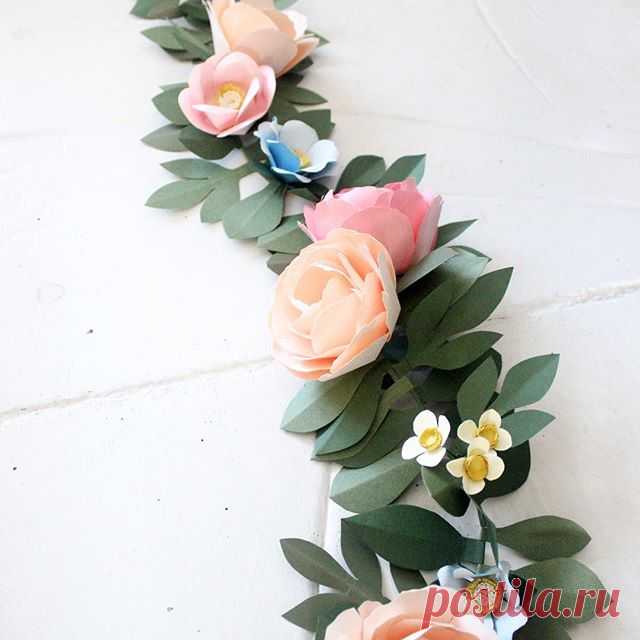 Paper garland with paper flowers perfect for the sweetheart table. #handmadebysarakim #letsmakeflowers