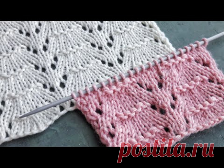 Нежный узор спицами для вязания ажурных джемперов, палантинов, летних топов