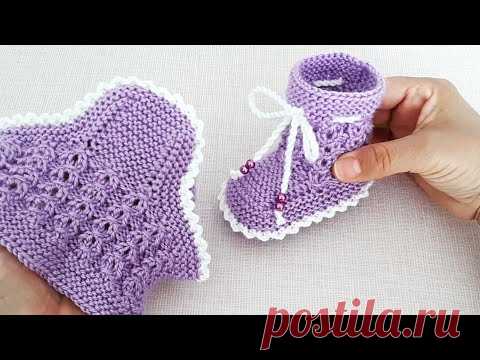 İki Şişle Bebek Patiği Yapılışı 🐣🌷🌾Very Easy Knitting Baby  Socks Booties DIY Free Pattern Design
