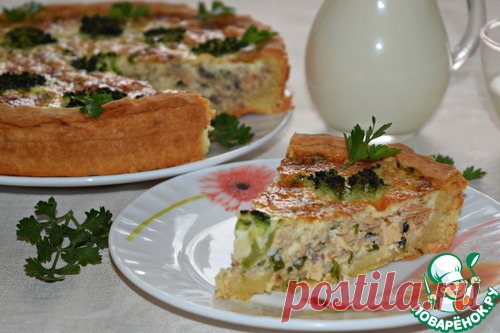 Рыбный пирог с брокколи - кулинарный рецепт