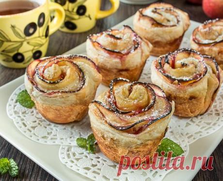 &quot;Яблочные розы&quot; в слоеном тесте | Вкусный блог - рецепты под настроение