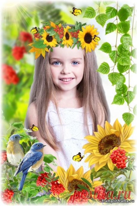 Рамка-коллаж для фотошопа – Венок из подсолнухов
