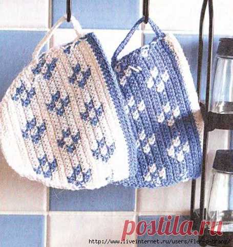 Прихватки "Чашки" крючком.