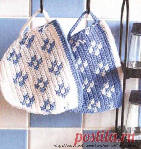 Прихватки &quot;Чашки&quot; крючком.