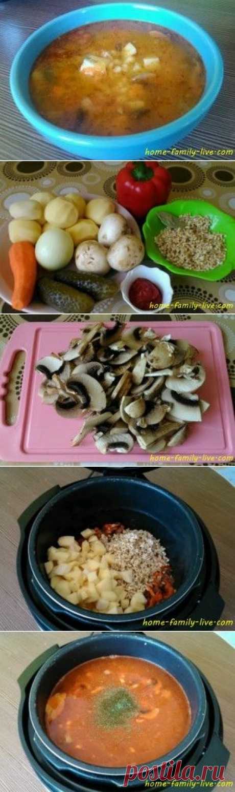 Рассольник в мультиварке с шампиньонами - рецептКулинарные рецепты