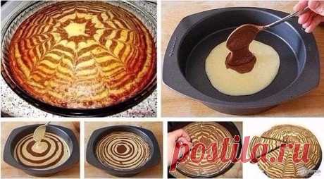 ПИРОГ "ЗЕБРА"

Ингредиенты:
- яйца 5 шт.
- сахар 180 г
- сметана 200 г
- сливочное масло 100 г
- мука 2 стак.
- пакетик разрыхлителя 10 г
- какао 1 ст. л.

Приготовление:
1. Взбейте яйца с сахаром до образования пузырчатой массы.
2. Добавьте размягченное сметану, сливочное масло, муку и разрыхлитель. Вымешайте до однородности. Густота теста должна получиться как на оладьи.
3. Половину теста перелейте в другую посудину. В оставшуюся часть добавьте какао и хорошо размешайте....