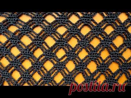 Ажурный узор вязания Сеточка Open work crochet pattern 79