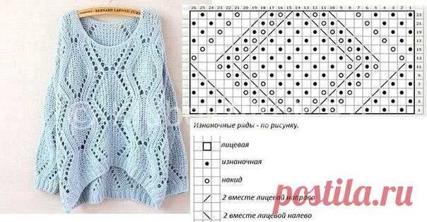 Пуловер с ромбами | Вязание для женщин | Вязание спицами и крючком. Схемы вязания.
