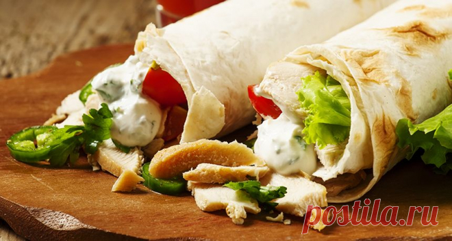 Шаурма с курицей и сыром по-домашнему
