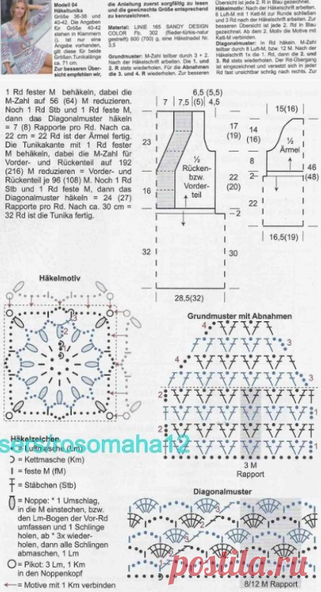 Туника из меланжевой пряжи крючком