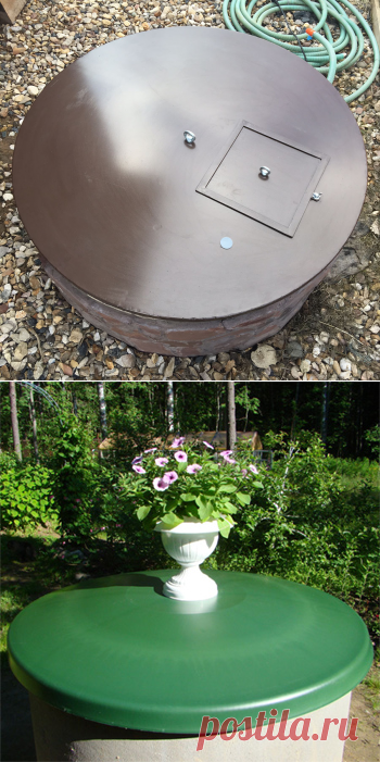 darfo.ru - купить металлическую крышку-люк на колодец, цвет - зеленый / коричневый