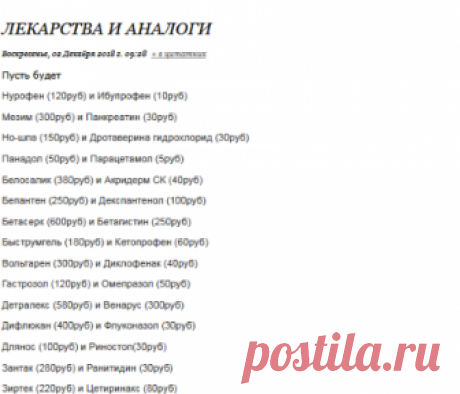 Лекарства и аналоги