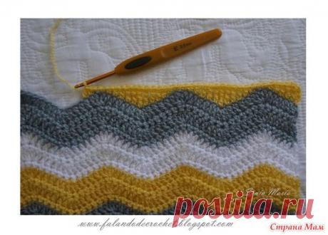 Крючок. Как перейти с рисунка зигзаг на вязание прямым полотном..