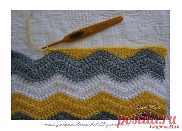 Крючок. Как перейти с рисунка зигзаг на вязание прямым полотном..