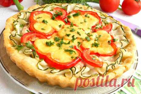 Пирог из песочного теста с курицей и овощами — Домашний уют