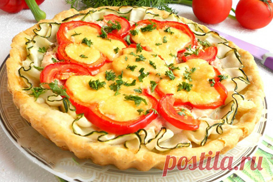 Пирог из песочного теста с курицей и овощами — Домашний уют