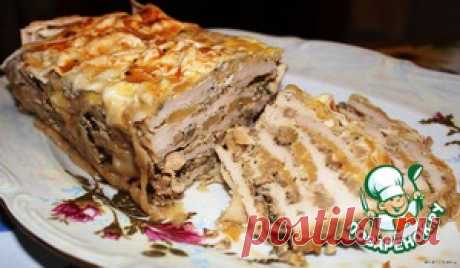 Курица с грибами, запеченная в лаваше - кулинарный рецепт
