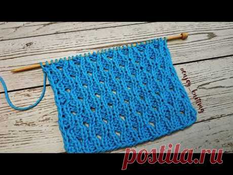 ПРОСТОЙ Узор спицами АЖУРНЫЕ СОТЫ | How to knit Honeycomb Lace Stitch