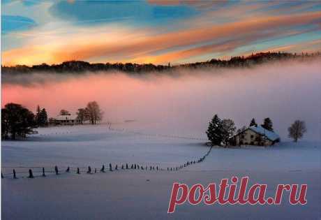 Закат в Невшателе, Швейцария / Социальная погода