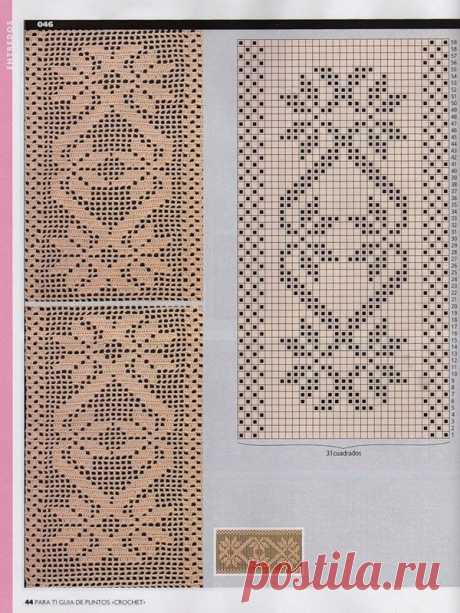 Цветочные мотивы в технике филе крючком