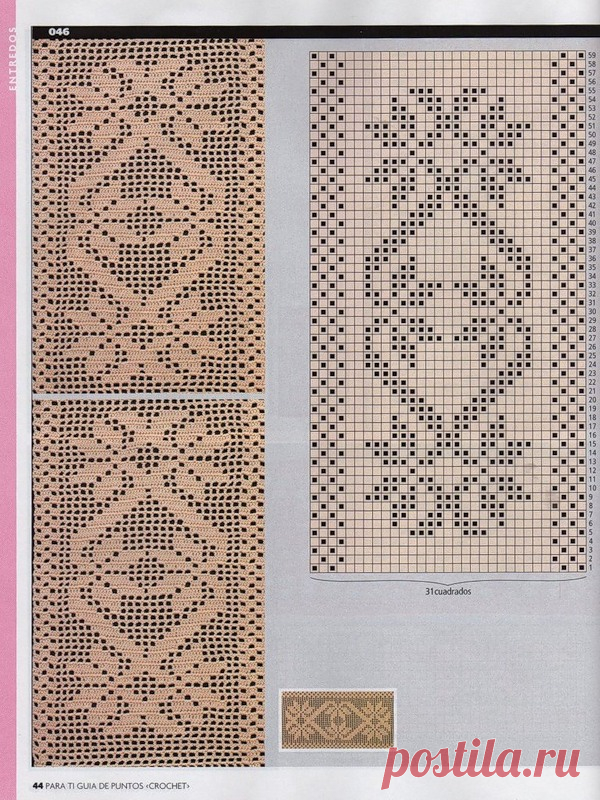 Цветочные мотивы в технике филе крючком