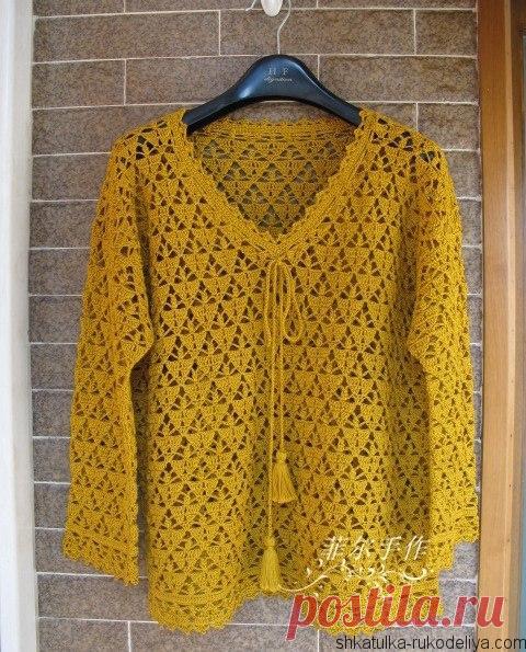 Летняя женская кофточка Летняя женская кофточка крючком. Японские модели кофточек крючком