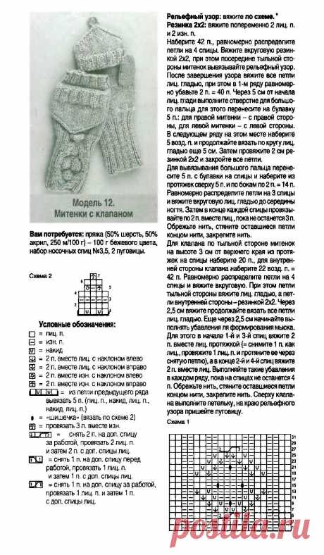 Митенки спицами схема вязания с описанием - 15 моделей с мк (видео)