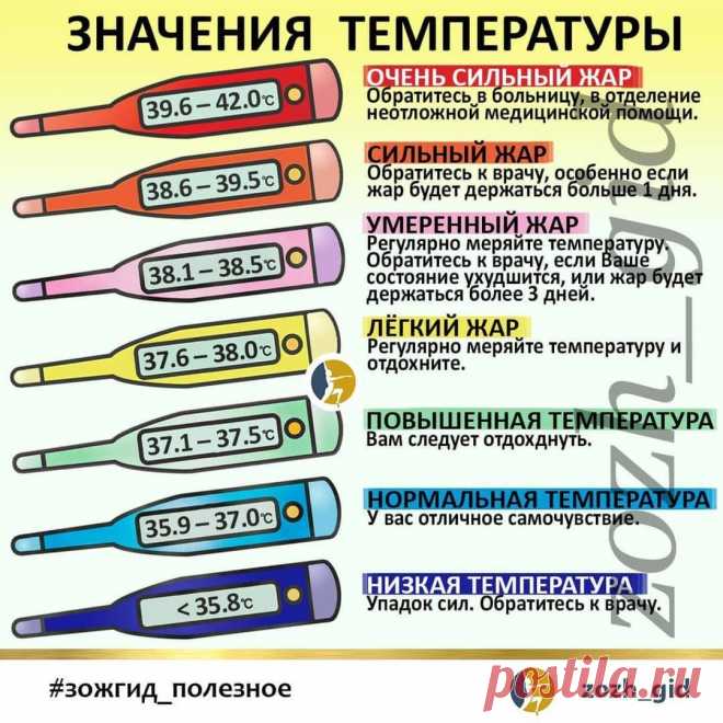 Photo by ЗОЖ 🔹️ ПП 🔸️ ФИТНЕС in Moscow. May be an image of text that says '39.6-42.0℃ значения температуры очень сильный жар обратитесьв больницу вотделение неотложной медицинскои помощи. 38.6-39.5℃ 38.6- 38.1- 38.1-38.5℃ -38.5℃ сильныйжар обратитесь врачу, особенно если жар будет держаться больше дня. умеренный жар регулярно меряйте врачу, ваше состояние дшится. или жар будет держаться более дней. лёгкий жар регулярно меряйте температуру и отдохните. 37.6-38.0℃ 37.6- 37...
