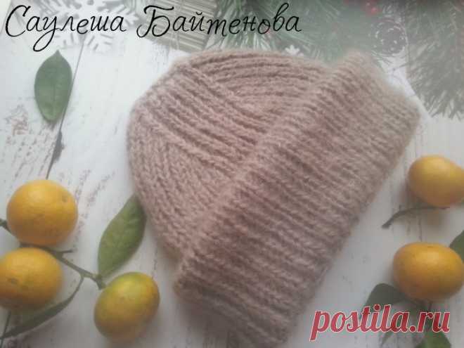 Шапка спицами от Saulesha Baytenova.