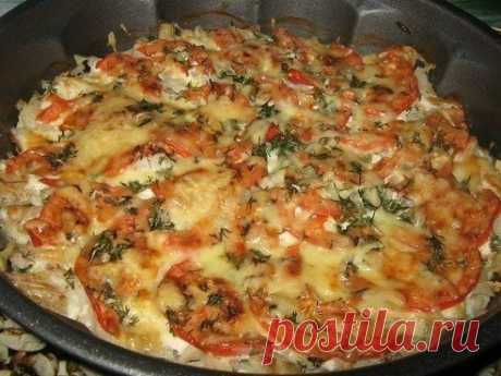 Рыба запечённая с помидорами и сыром *90 ккал на 100 гр*