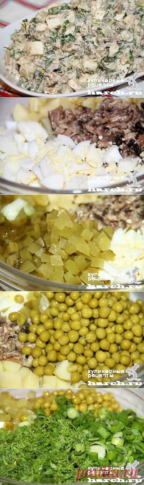 Салат со шпротами и горошком “Застольный” | Харч.ру - рецепты для любителей вкусно поесть