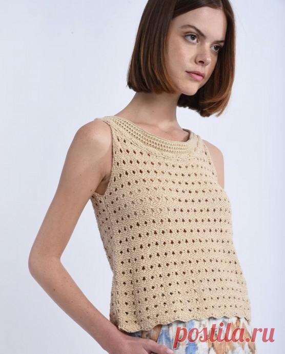 Золотисто-бежевый топ, обновляем летний гардероб