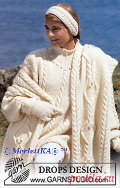 Пуловер и палантин спицами ... от DROPS