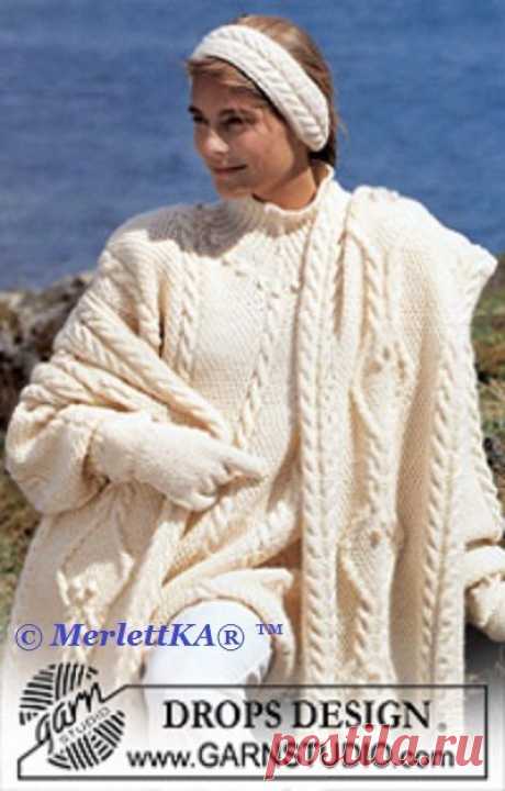 Пуловер и палантин спицами ... от DROPS