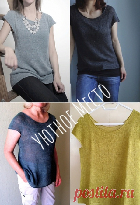 Летний топ с круглой кокеткой от Purl Soho