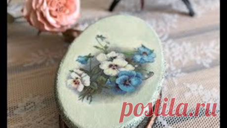 Шкатулка Анютины глазки. Декупаж.