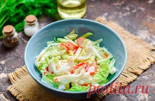 Салат с пекинской капустой и крабовыми палочками – 10 рецептов с фото