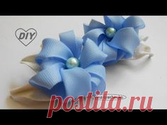 Резинки для волос. Цветы из репсовой ленты МК/Flower on gum DIY/PAP #228 - YouTube