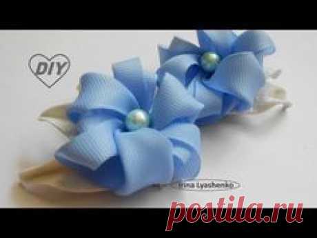 Резинки для волос. Цветы из репсовой ленты МК/Flower on gum DIY/PAP #228 - YouTube