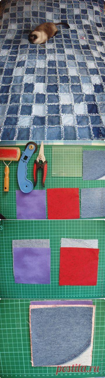 Лоскутное покрывало из старых вещей "Шов наружу". Мастер-класс и идеи | Умелые ручки
