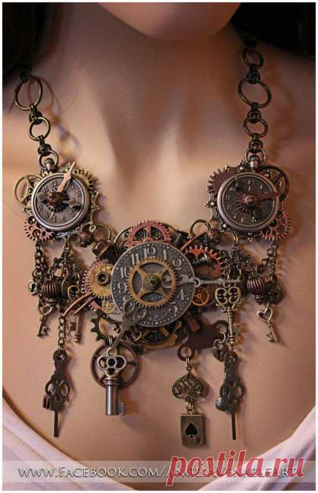 Steampunk Necklace - Steampunk Jewelry - Clock Necklace - Found Objec…