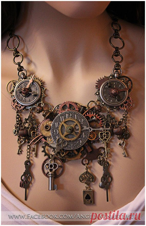 Steampunk Necklace - Steampunk Jewelry - Clock Necklace - Found Objec…