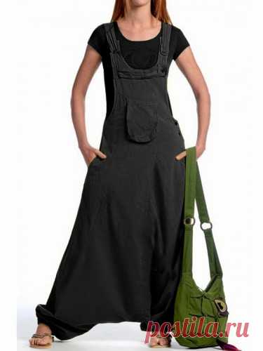 Salopette sarouel coton vetement ethnique femme Népal - Shakti Noir
